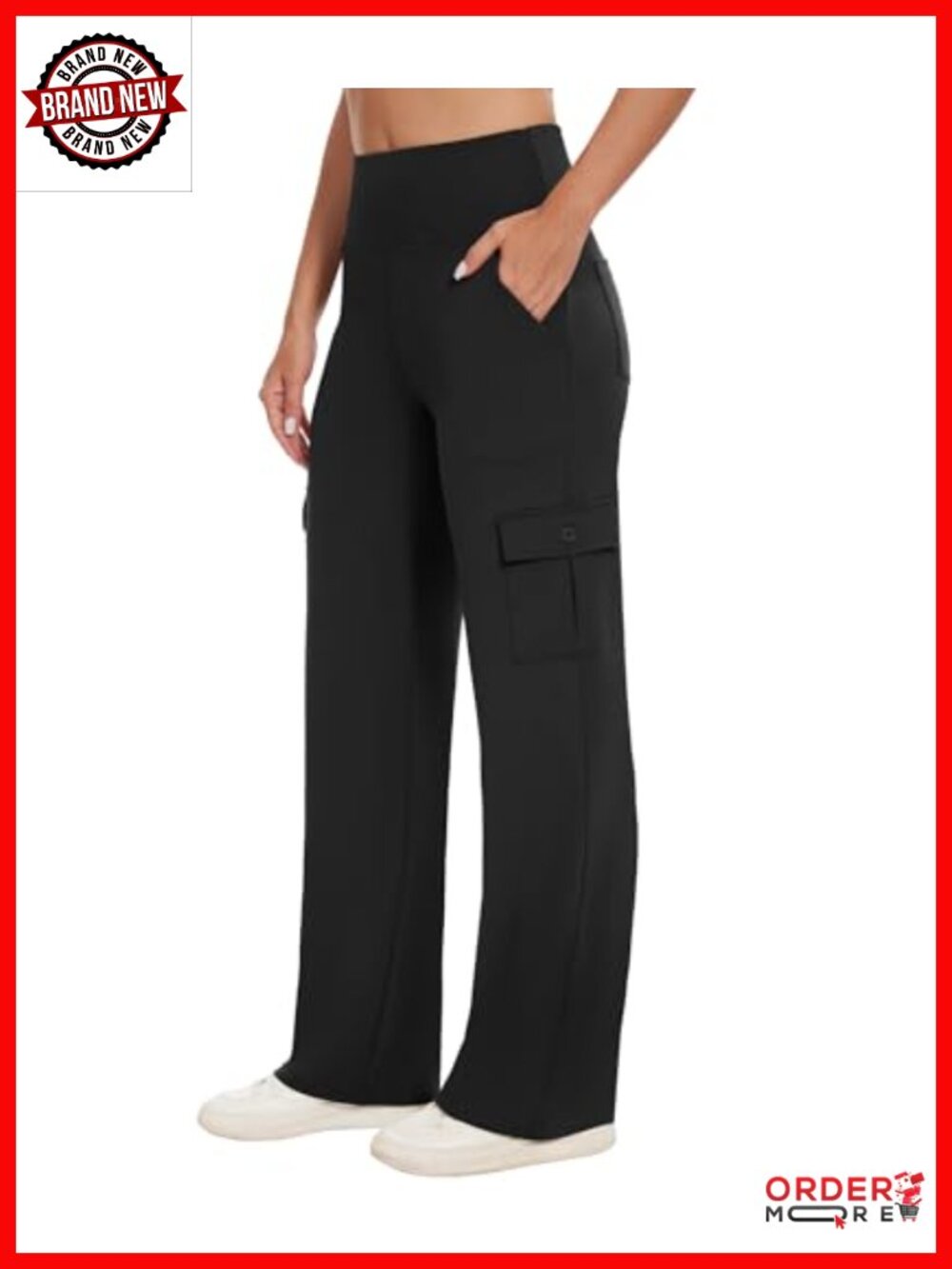 LXP Women's Yoga Cargo Pants Wide Leg High Waist Pockets Stretch